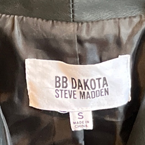 Steve Madden BB Dakota Black Faux Leather Moto Jacket Asymmetrical Zip S‎ - Picture 5 of 10